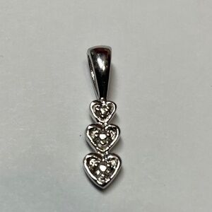 Sterling Silver Triple Heart Pendant with Diamonds
